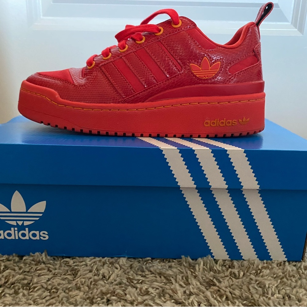 Womens red adidas sneakers